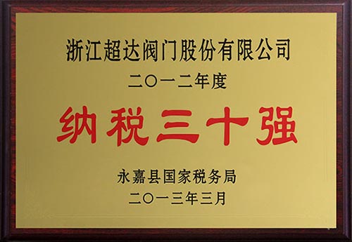 2013年度永嘉县纳税三十强