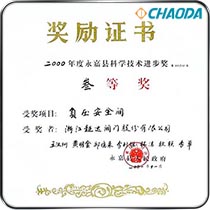永嘉县科学技术进步三等奖-负压安全阀